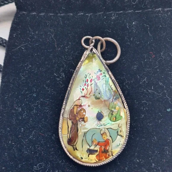 Antique  Hand Painted Persian Pendant - Picture 6 of 14
